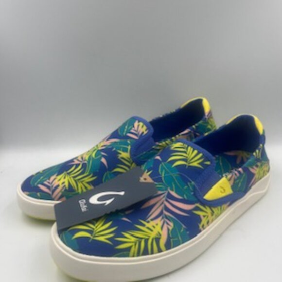 NEW Olukai Blue Aloha Floral Men\'s Sneakers Size 10.5 Lae’ahi Pa’L Slip On shoes main image 5